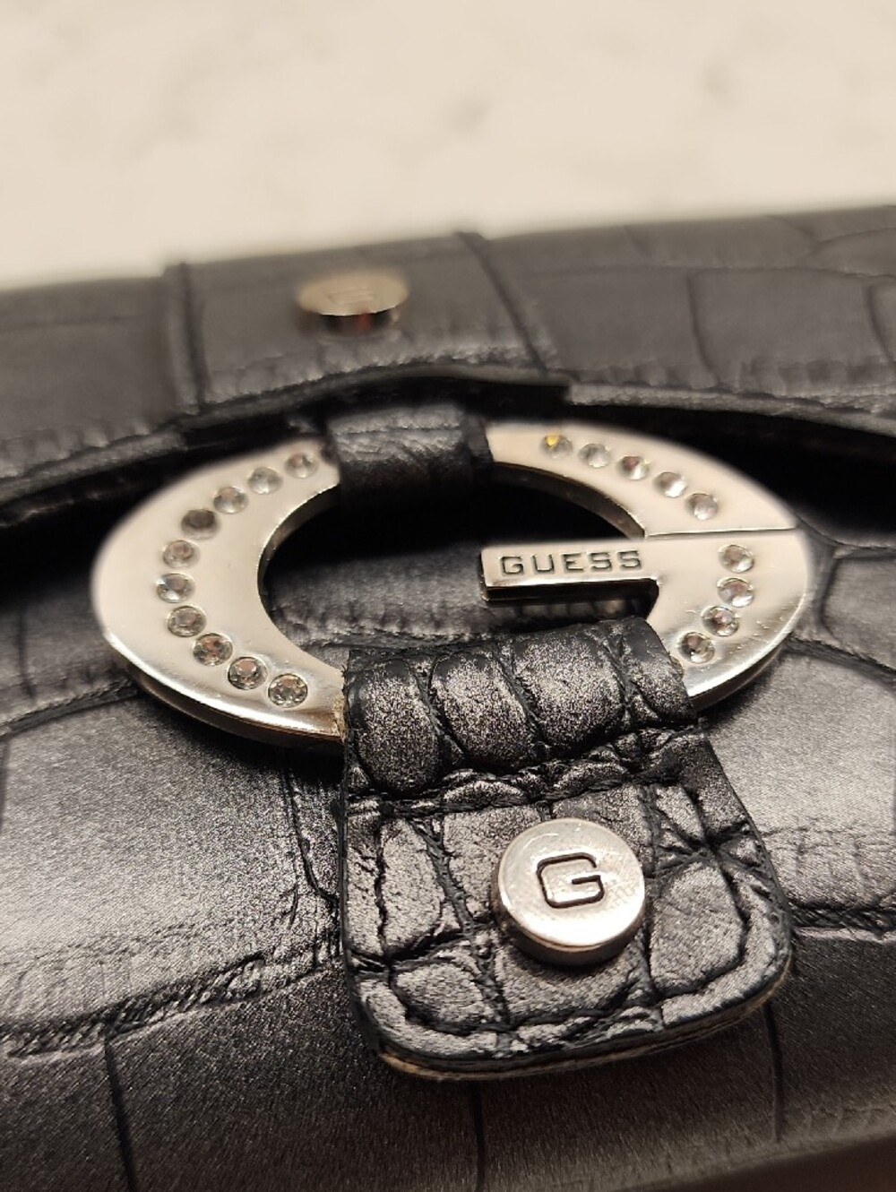 Guess Black Croc-Embossed & Black/Gray Logo Wallet Set - Picture 4 of 11